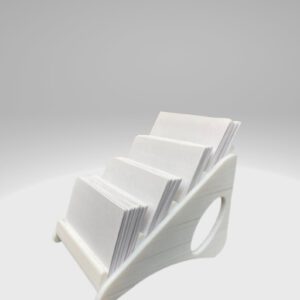 Business card stand with multiple slots in the color white