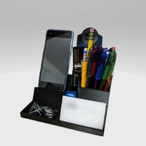 Desktop Organiser with Phone Stand, Business Card Holder and USB/SD Storage in the color black