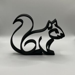 Minimalist Squirrel Sculpture in the color matte black