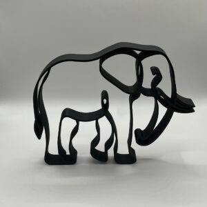 Minimalist Elephant Sculpture in the color matte black